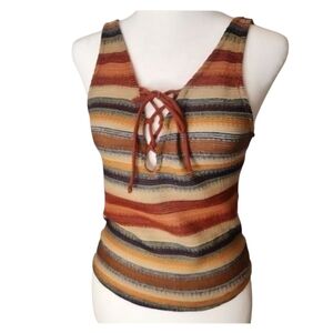 Zara Striped Knit Tank Top - MULTICOLORED SIZE: S